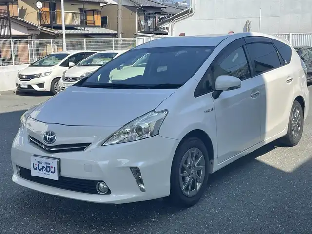 トヨタ プリウス α S チューンブラック 愛知県 2014(平26)年 9.3万km ホワイトパールクリスタルシャイン (株)IDOMが運営する【じしゃロン豊川店】の自社ローン専用車両になります。こちらは現金またはオートローンご利用時の価格です。自社ローンご希望の方は別途その旨お申付け下さい/ 純正ディーラーナビ/　◯ CD再生機能/　◯ DVD再生機能/　◯ BT対応/　◯ フルセグTV/ 革巻ステアリング/ ステアリングスイッチ/ バックカメラ/ ETC/ ウインカーミラー/ シートカバー/ プッシュスタート/ オートライト/ 純正フロアマット