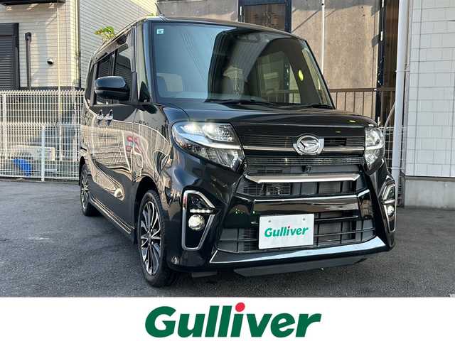 ダイハツ タント カスタム RS 京都府 2019(令1)年 2.1万km パールブラック 純正ＳＤナビ/（NSZN-Y69DS)/フルセグＴＶ　/CD/DVD再生機能有/Bluetooth/USB/iPod/スマートアシスト　/全方位カメラ　/禁煙車　/両側パワースライドドア　/前後コーナーセンサー　/横滑り防止装置/レーンキープアシスト/盗難防止装置/LEDヘッドライト/オートライト/フロントフォグランプ/電動格納ミラー/デジタルインナーミラー　/クルコン追従有　/スマートキー　/ハーフレザー　/全席シートヒーター/サイドエアロ付/Wサイドエアバッグ/カーテンエアバッグ