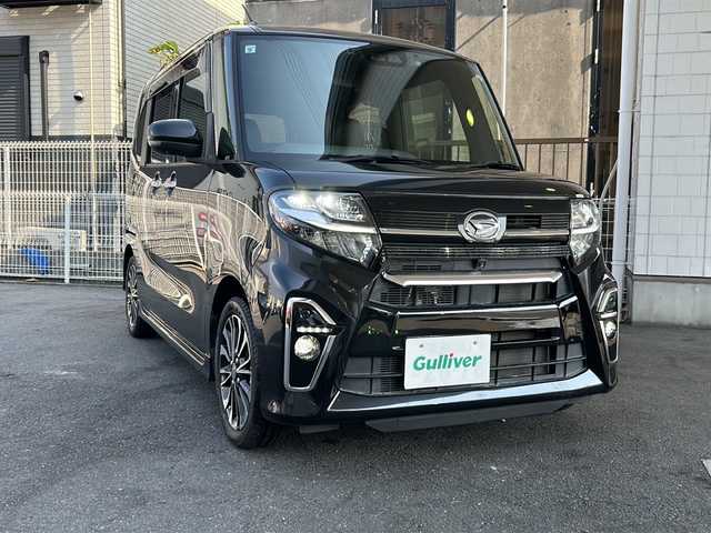ダイハツ タント カスタム RS 京都府 2019(令1)年 2.1万km パールブラック 純正ＳＤナビ/（NSZN-Y69DS)/フルセグＴＶ　/CD/DVD再生機能有/Bluetooth/USB/iPod/スマートアシスト　/全方位カメラ　/禁煙車　/両側パワースライドドア　/前後コーナーセンサー　/横滑り防止装置/レーンキープアシスト/盗難防止装置/LEDヘッドライト/オートライト/フロントフォグランプ/電動格納ミラー/デジタルインナーミラー　/クルコン追従有　/スマートキー　/ハーフレザー　/全席シートヒーター/サイドエアロ付/Wサイドエアバッグ/カーテンエアバッグ