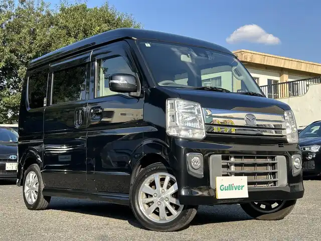 マツダ スクラム ワゴン PZターボ スペシャルパッケージ 東京都 2015(平27)年 4.8万km ブルーイッシュブラックパール3 4WD&ターボ/社外メモリナビ/フルセグTV／DVD再生／Bluetoothオーディオ/バックカメラ/アルパインフリップダウンモニター/両側パワースライドドア/オートステップ/スマートキー×2/運転席シートヒーター