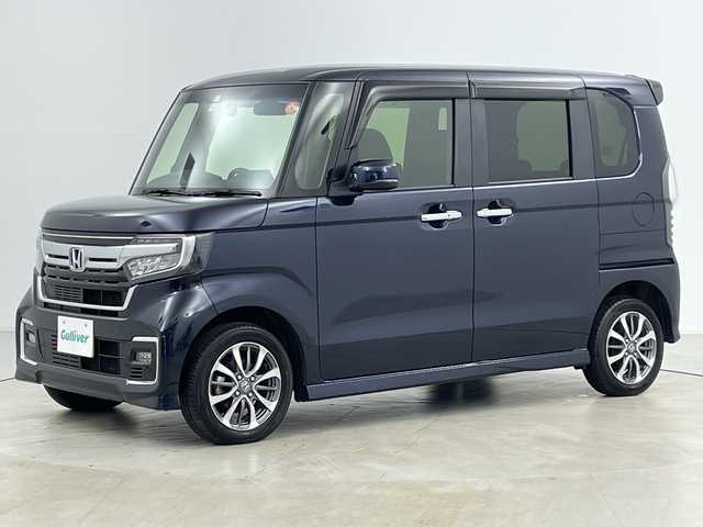 ホンダ Ｎ ＢＯＸ カスタム L 道央・札幌 2022(令4)年 2.1万km ミッドナイトブルービームM ・4WD/・純正ナビ&CD&DVD&SD&BT&TV/・バックカメラ/・左側パワースライドドア/・Honda　SENSING/・前席シートヒーター/・ドアミラーヒーター/・純正前方ドライブレコーダー/・コーナーセンサー/・LEDヘッドライト/・オートライト/・オートハイビーム/・スマートキー/・純正14インチAW/・スタッドレスタイヤ積込