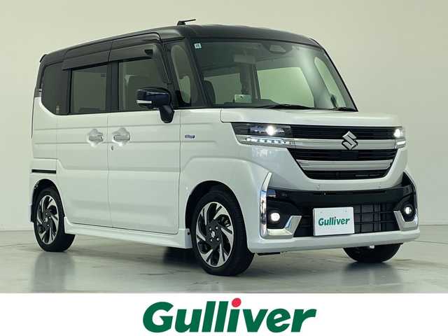 スズキ スペーシア カスタム HYBRID XS ターボ 愛知県 2024(令6)年 1.3万km ピュアホワイトパール/ブラック2トーン 純正9型ナビ/・Bluetooth/・CD/DVD/・フルセグテレビ/・AppleCarPlay/全方位モニター/両側パワースライドドア/衝突軽減ブレーキ/レーンキープアシスト/オートマチックハイビーム/前後コーナーセンサー/ハーフレザーシート/シートヒーター/ステアリングヒーター/レーダークルーズコントロール/前後ドライブレコーダー/ビルトインETC/LEDヘッドライト