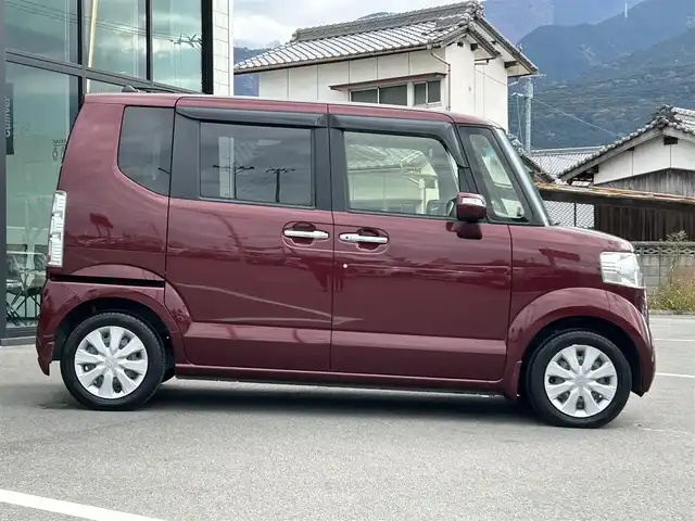 ホンダ Ｎ ＢＯＸ G Lパッケージ 愛媛県 2015(平27)年 6.3万km プレミアムディープロッソパール 純正ナビ（Bluetooth/SD/フルセグテレビ）/GPSレーザー探知機/片側電動スライドドア/バックカメラ/横滑り防止装置/チップアップシート/ベンチシート/Wエアバック/レザー調シートカバー/社外フロアマット/スペアキー/シガーソケット