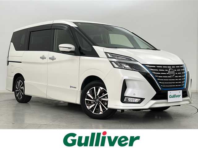 日産 セレナ e－パワー ハイウェイスター V 宮城県 2021(令3)年 4.8万km ブリリアントホワイトパール 【セーフティーパックA】/・エマージェンシーブレーキ/・プロパイロット/・車線逸脱警報/・後側方車両検知警報/・コーナーセンサー（前後）/・道路標識表示/・ふらつき警報/純正10型SDナビ（MM520D-L）/地図SDなし動作未確認/・フルセグTV/・BT.CD/DVD/アラウンドビューモニター/インテリジェントルームミラー/両側パワースライド/ハンズフリー機能あり/ビルトインETC/LEDヘッドライト/LEDフォグ/純正AW/純正ドライブレコーダー/純正フロアマット/プッシュスタート/スマートキー