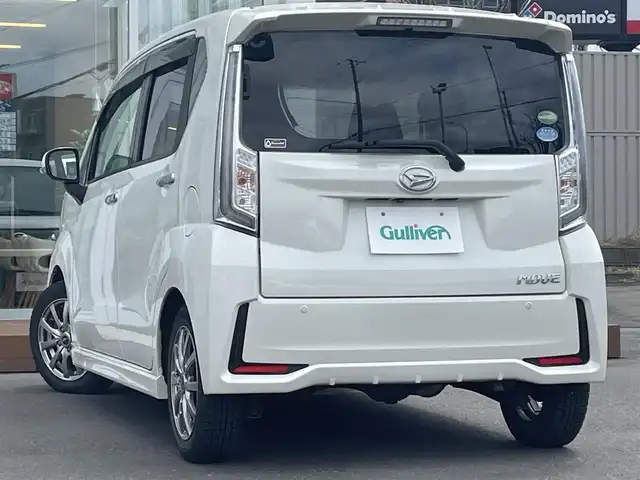 ダイハツ ムーヴ カスタム X LTD SAⅢ 道央・札幌 2018(平30)年 6.1万km パールホワイトⅢ ・４WD/・衝突軽減ブレーキ/・コーナーセンサー/・レーンキープアシスト/・社外オーディオ/　CD＆AUX＆ラジオ/・アイドリングストップ/・オートエアコン/・オートライト/・オートリトラミラー/・シートヒーター/・プッシュスタート/・スマートキー/・純正AW＆夏タイヤ積込/・社外フロアマット/・ドアバイザー/・LEDヘッドライト/・ウィンカーミラー/・フォグライト/・スペアキー×１