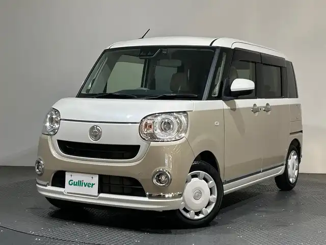 ダイハツ ムーヴ キャンバス G メイクアップ VS SAⅢ 愛媛県 2022(令4)年 1.5万km パールホワイトⅢ/ナチュラルベージュマイカメタリック 2トーン ・ナビ（フルセグＴＶ・ＢＴ・ＣＤ・ＤＶＤ・ＦＭ・ＡＭ・ＵＳＢ）/・全方位カメラ　/・前後ドラレコ　/・衝突軽減ブレーキ　/・Ｄ席シートヒーター/・両側電動ドア　/・オートマチックハイビーム　/・スペアキー