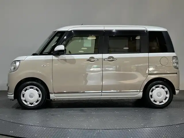 ダイハツ ムーヴ キャンバス G メイクアップ VS SAⅢ 愛媛県 2022(令4)年 1.5万km パールホワイトⅢ/ナチュラルベージュマイカメタリック 2トーン ・ナビ（フルセグＴＶ・ＢＴ・ＣＤ・ＤＶＤ・ＦＭ・ＡＭ・ＵＳＢ）/・全方位カメラ　/・前後ドラレコ　/・衝突軽減ブレーキ　/・Ｄ席シートヒーター/・両側電動ドア　/・オートマチックハイビーム　/・スペアキー