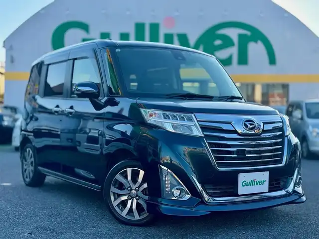 ダイハツ トール カスタムG ターボ SAⅡ 滋賀県 2017(平29)年 13.1万km レーザーブルークリスタルシャイン ワンオーナー/アルパイン9インチフルセグナビ/　フルセグ Bluetooth CD DVD SD/パノラマモニター/ドライブレコーダー/ETC/両側パワースライドドア/スマートアシストII/衝突警報機能（対 車両）/衝突警報機能（対　歩行者）/衝突回避支援ブレーキ/誤発進抑制制御機能/後方誤発進抑制制御機能/車線逸脱警報/先行車発進お知らせ機能/コーナーセンサー/両側パワースライドドア/スマートキー×2/プッシュスタート/純正15インチAW/純正フロアマット/純正ドアバイザー/