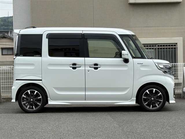 スズキ スペーシア カスタム HYBRID XS ターボ 山口県 2018(平30)年 13.2万km ピュアホワイトP ワンオーナー/両側パワースライドドア/8型SDナビ フルセグTV CD DVD BT SD/全周囲カメラ/クルーズコントロール/バックソナー/ハーフレザーシート/シートヒーター/サーキュレーター/ナビ連動ドラレコ/ビルトインETC/衝突被害軽減ブレーキ/レーンアシスト/オートマチックハイビーム/LEDオートヘッドライト/フォグライト /サーキュレーター/スマートキー 2個/ステアリングリモコン/パドルシフト/ヘッドアップディスプレイ/W サイド カーテン エアバッグ/保証書 取説 ナビ取説