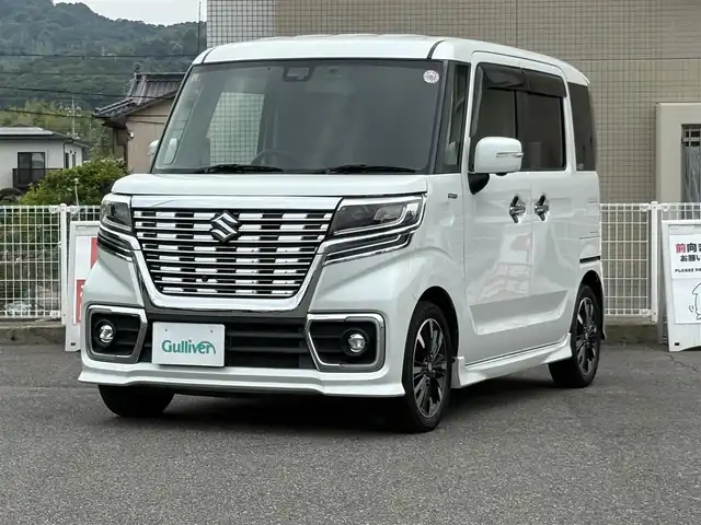 スズキ スペーシア カスタム HYBRID XS ターボ 山口県 2018(平30)年 13.2万km ピュアホワイトP ワンオーナー/両側パワースライドドア/8型SDナビ フルセグTV CD DVD BT SD/全周囲カメラ/クルーズコントロール/バックソナー/ハーフレザーシート/シートヒーター/サーキュレーター/ナビ連動ドラレコ/ビルトインETC/衝突被害軽減ブレーキ/レーンアシスト/オートマチックハイビーム/LEDオートヘッドライト/フォグライト /サーキュレーター/スマートキー 2個/ステアリングリモコン/パドルシフト/ヘッドアップディスプレイ/W サイド カーテン エアバッグ/保証書 取説 ナビ取説