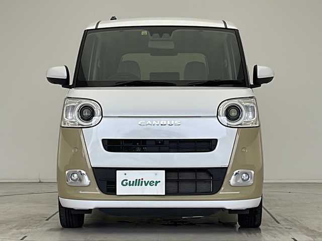 ダイハツ ムーヴ キャンバス ストライプス G 愛知県 2022(令4)年 1.4万km シャイニングホワイトパール/サンドベージュメタリック 衝突被害軽減ブレーキ/7インチSD（ナビあり）/全方位カメラ/両側パワースライドドア/シートヒーター/フルセグTV/CD DVD/Bluetooth/バックカメラ/コーナーセンサー/LEDヘッドライト/オートマチックハイビーム/ステアリングスイッチ/スマートキー/プッシュスタート