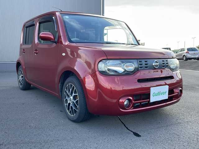 日産 キューブ こだわりセレクション 千葉県 2015(平27)年 9.1万km ラディアントレッド 純正ナビ　（MM114D-W）/フルセグTV　CD　USB/バックカメラ/オートライト/ETC/レザーシート/社外15インチアルミホイール/アイドリングストップ/電動格納ミラー/純正フロアマット/スペアキー/スマートキー/プッシュスタート