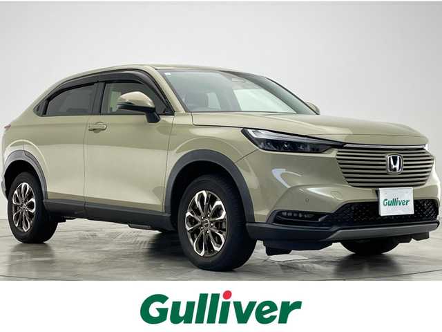 ホンダ ヴェゼル G 滋賀県 2021(令3)年 6.2万km サンドカーキパール 純正9インチナビ/(AM/FM/USB/AppleCarPlay/AndroidAuto/フルセグTV)/レーダークルーズコントロール/クリアランスソナー/電動格納ミラー/バックカメラ/ETC2.0/ドライブレコーダー(SDなし)/ステアリングスイッチ/LEDヘッドライト/オートライト
