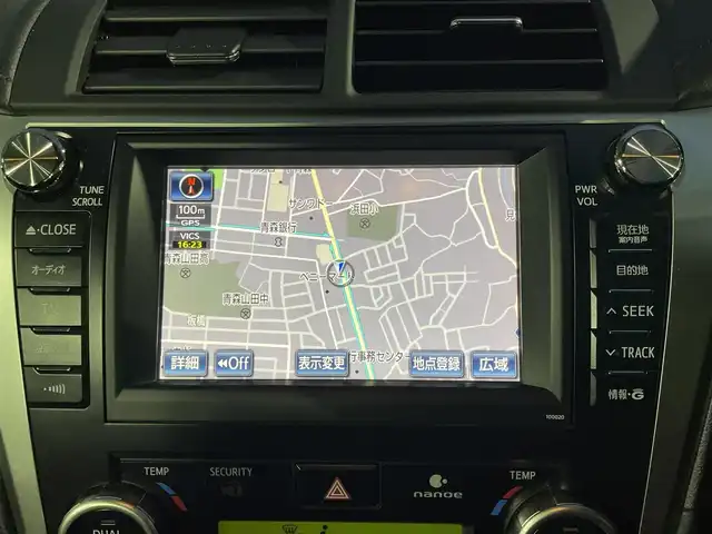 トヨタ カムリ ハイブリット レザーパッケージ 青森県 2012(平24)年 7.6万km グレーメタリック ワンオーナー/純正ナビゲーション/【CD/DVD/SD/Bluetooth/TV】/バックカメラ/ビルトインETC/寒冷地仕様/クルーズコントロール/運転席電動シート/HIDオートライト/フォグランプ/純正フロアマット/純正ドアバイザー/積込スタッドレスタイヤ社外１７インチ/社外レーダー/社外エンジンスターター/スペアキー1本/保証書/取扱説明書