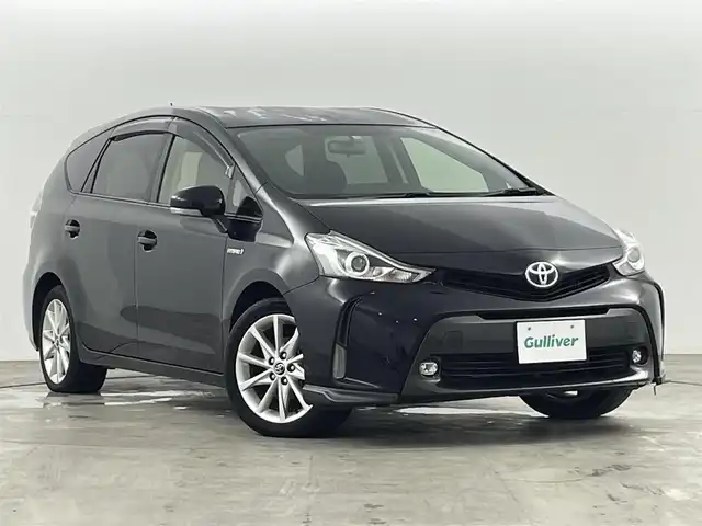 トヨタ プリウス α S ツーリングセレクション 福島県 2017(平29)年 6.3万km アティチュードブラックマイカ 純正ナビ　/ＥＴＣ　/プッシュスタート　/スペアキー　/・スマートキー　/革巻きステアリング　/・チルトステアリング　/・ステアリングスイッチ　/オートライト　/・ＬＥＤライト　/純正ＡＷホイール　/ウィンカーミラー/横滑り防止装置/取扱説明書/・ナビ取扱説明書