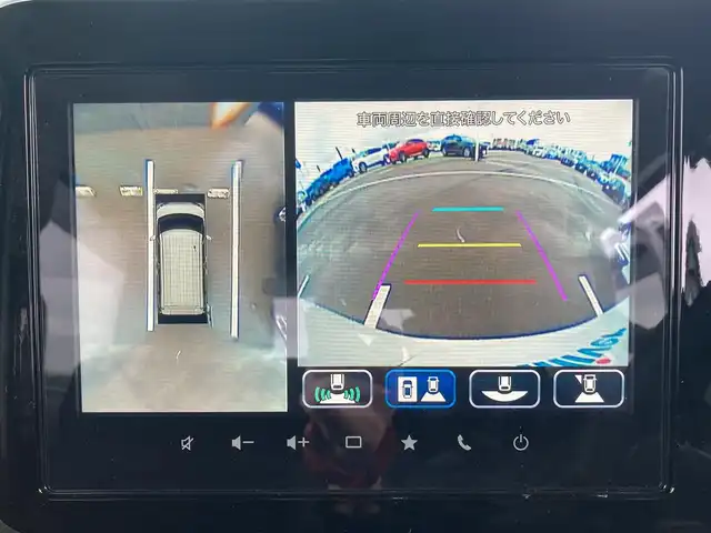 スズキ スペーシア カスタム HYBRID XS 香川県 2024(令6)年 1.2万km ピュアホワイトP 登録時走行距離：11824km/メーカー純正メモリナビ/　CD DVD BT フルセグTV/全方位カメラ/両側パワースライドドア/デュアルセンサーブレーキサポート/レーンキープアシスト/レーダークルーズコントロール/ヘッドアップディスプレイ/クリアランスソナー/LEDヘッドライト/オートライト/フォグランプ/前後ドライブレコーダー/ビルトインETC2.0/ハーフレザーシート/シートヒーター/革巻きステアリング/ステアリングヒーター/電子パーキングブレーキ/後席ロールサンシェード/サーキュレーター/アイドリングストップ/横滑り防止装置/プッシュスタート/スマートキー/スペアキー/新車時保証書/取扱説明書