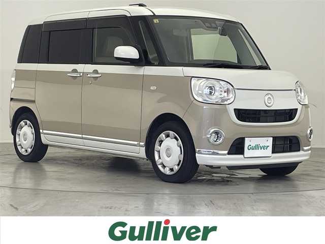 ダイハツ ムーヴ キャンバス G メイクアップ リミテッド　SAⅢ 滋賀県 2019(平31)年 3.6万km パールホワイトⅢ/ナチュラルベージュマイカメタリック 2トーン 禁煙車/純正ナビ/【CD/DVD/Bluetooth/SD】/パノラマモニター/ETC/前後ドライブレコーダー/両側パワースライドドア/スマートアシスト3/・衝突回避支援ブレーキ機能/・衝突警報機能/・車線逸脱警報機能/・誤発進抑制制御機能/・先行車発進お知らせ機能/・オートハイビーム/コーナーセンサー/LEDヘッドライト/オートライト/ステアリングスイッチ/スマートキー