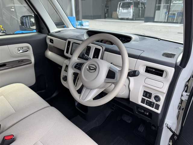 ダイハツ ムーヴ キャンバス G メイクアップ リミテッド　SAⅢ 滋賀県 2019(平31)年 3.6万km パールホワイトⅢ/ナチュラルベージュマイカメタリック 2トーン 禁煙車/純正ナビ/【CD/DVD/Bluetooth/SD】/パノラマモニター/ETC/前後ドライブレコーダー/両側パワースライドドア/スマートアシスト3/・衝突回避支援ブレーキ機能/・衝突警報機能/・車線逸脱警報機能/・誤発進抑制制御機能/・先行車発進お知らせ機能/・オートハイビーム/コーナーセンサー/LEDヘッドライト/オートライト/ステアリングスイッチ/スマートキー