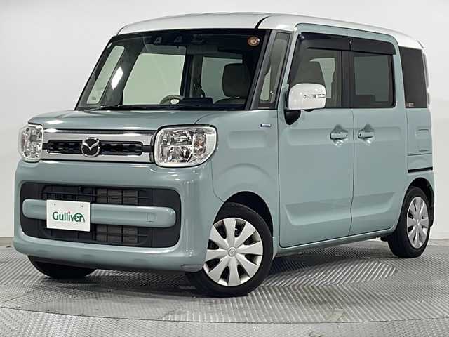 マツダ フレアワゴン ハイブリッド XS 広島県 2021(令3)年 2.7万km ライトブルー 純正ナビ　/３６０°ビューモニター　/両側パワースライドドア　/フルセグＴＶ　/レーダークルーズコントロール　/シートヒーター　/コーナーセンサー　/オートハイビーム　/レーンキープ　/ドライブレコーダー　/ＥＴＣ/純正14インチアルミホイールキャップ(155/54/R14)/エアバック（運転席/助手席/サイド/カーテン）