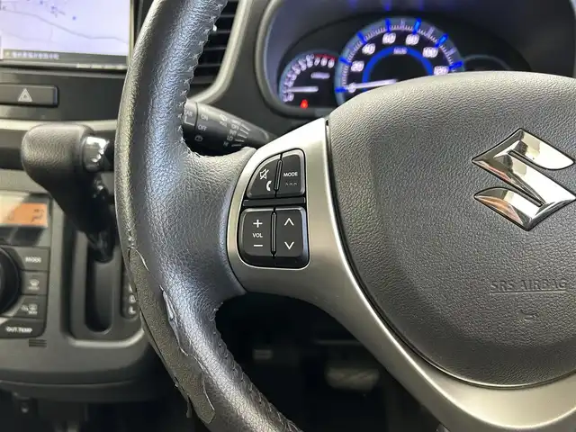 スズキ ワゴンＲ スティングレー X 福井県 2015(平27)年 4.3万km ブルーイッシュブラックパール3 社外SDナビ/衝突被害軽減ブレーキ/横滑り防止装置/フルセグTV/前席シートヒーター/純正HIDヘッドライト/オートライト/スマートキー/エンジンプッシュスタート
