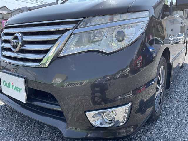 日産 セレナ HWS S HV Vセレ +Sefty 埼玉県 2015(平27)年 14.5万km 茶 ワンオーナー/純正フリップダウンモニター/両側パワースライドドア/バックカメラ/アラウンドビューモニター/ビューモニター付バックミラー/ビルトインETC/前方ドライブレコーダー/LEDヘッドライト/純正LEDフォグライト/レーンキープアシスト/衝突軽減装置/プッシュスタート/クルーズコントロール/横滑り防止装置/USBポート（運転席下）/純正ナビTV（タッチパネル不良修理要す）/保証書付整備手帳/取扱説明書