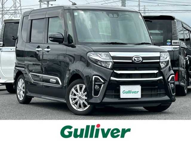 ダイハツ タント カスタム X スタイルセレクション 千葉県 2021(令3)年 2.8万km ブラックマイカメタリック 衝突被害軽減システム/純正ナビ/フルセグテレビ/Bluetooth/DVD/両側パワースライドドア/全方位カメラ/ハーフレザーシート/ロングスライドシート/ドライブレコーダー/スマートキー/プッシュスタート/ビルトインETC/オートライト/LEDヘッドランプ/コーナーセンサー/社外フロアマット/保証書/取扱説明書/タイヤ積込（純正アルミホイール付き）