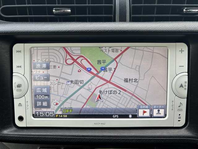 トヨタ アクア S 石川県 2014(平26)年 9.6万km ブラックマイカ 登録時走行距離９５９６２Km/バックカメラ/パーキングアシスト/社外ETC/プッシュスタート/スマートキー/スペアキー1本/ステアリングリモコン/ヘッドライトレベライザー/横滑り防止装置/オートライト/純正フロアマット/踏み間違い防止装置/コーナーポール前2本/社外ナビ/Bluetooth接続/CD/DVD/FM/AM/ワンセグ/LEDヘッドライト/フォグランプ/コーナーセンサー前後/Wミラー/電格ミラー/ドアバイザー/15インチ社外AW/タイヤ溝６ｍｍ