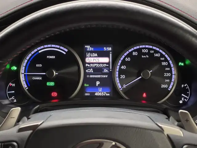 レクサス ＮＸ 300h Fスポーツ 三重県 2018(平30)年 4.1万km レッドマイカクリスタルシャイン ハイブリッド/FF/MTモード付フロアCVT/純正 10.3インチナビ/（AM/FM/CD/DVD/SDREC/SD/USB/iPod/Bluetooth/Miracast/AUX/TV）/パノラミックビューモニター（シースルービュー機能付）*/ドライブレコーダー 前方/ビルトイン ETC2.0/LEXUS Safety Sytem＋/●プリクラッシュセーフティ［PCS］（ミリ波レーダー方式）/●レーンディパーチャーアラート（ステアリング操作支援付）/●アダプティブハイビームシステム*/●レーダークルコン（全車速追従機能付）/●クリアランスソナー＆バックソナー/・ブラインドスポットモニター＆リヤクロストラフィックアラート*/など/装備/・3眼フルLEDヘッドランプ*/・AC100Vコンセント（100W）*/・本アルミ（名栗調仕上げ/シルバー）インテリア*/・ハンズフリーパワーバックドア/・本革シート（赤革）/・シートヒーター＆ベンチレーション（D/N）/・パワーシート（Dランバーサポート付8way/N8way）/・電子パーキングブレーキ＆ブレーキホールド/・雨滴感応式フロントワイパー/・アクティブサウンドコントロール（ASC）/・純正18inAW/など/*…メーカーOP