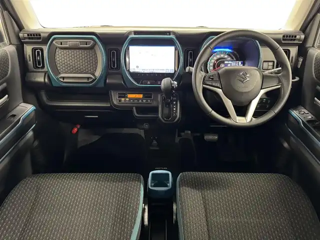 スズキ ハスラー HYBRID X 三重県 2020(令2)年 7.3万km デニムブルー ガンメタリック 2トーン マイルドハイブリッド/FF/インパネCVT/【OP】純正 9インチメモリーナビ/（CD/DVD/TV/FM/AM/Bluetooth/USB/iPod/SmartPhoneLink/AppleCarPlay/AndroidAuto）/【OP】全方位モニター/スズキセーフティサポート/・デュアルカメラブレーキサポート/・車線逸脱警報機能／ふらつき警報機能/・リヤパーキングセンサー/・標識認識機能（車両進入禁止、はみ出し通行禁止、最高速度、一時停止）/・先行車発進お知らせ機能/など/装備/・シートヒーター（D/N）/・オートエアコン/・オートライト/・LED ヘッドランプ＋フロントフォグランプ/・ハイビームアシスト/・ステアリングスイッチ/・プッシュスタート/・電動格納ドアミラー（ウインカーランプ付）/・純正15inAW/・保/・スマートキーx2/など
