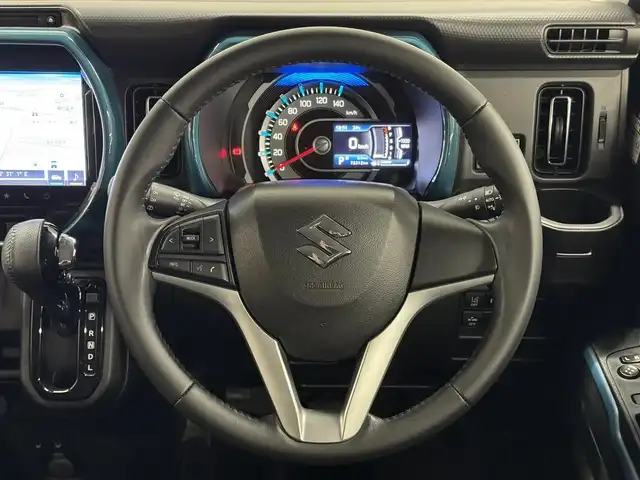 スズキ ハスラー HYBRID X 三重県 2020(令2)年 7.3万km デニムブルー ガンメタリック 2トーン マイルドハイブリッド/FF/インパネCVT/【OP】純正 9インチメモリーナビ/（CD/DVD/TV/FM/AM/Bluetooth/USB/iPod/SmartPhoneLink/AppleCarPlay/AndroidAuto）/【OP】全方位モニター/スズキセーフティサポート/・デュアルカメラブレーキサポート/・車線逸脱警報機能／ふらつき警報機能/・リヤパーキングセンサー/・標識認識機能（車両進入禁止、はみ出し通行禁止、最高速度、一時停止）/・先行車発進お知らせ機能/など/装備/・シートヒーター（D/N）/・オートエアコン/・オートライト/・LED ヘッドランプ＋フロントフォグランプ/・ハイビームアシスト/・ステアリングスイッチ/・プッシュスタート/・電動格納ドアミラー（ウインカーランプ付）/・純正15inAW/・保/・スマートキーx2/など