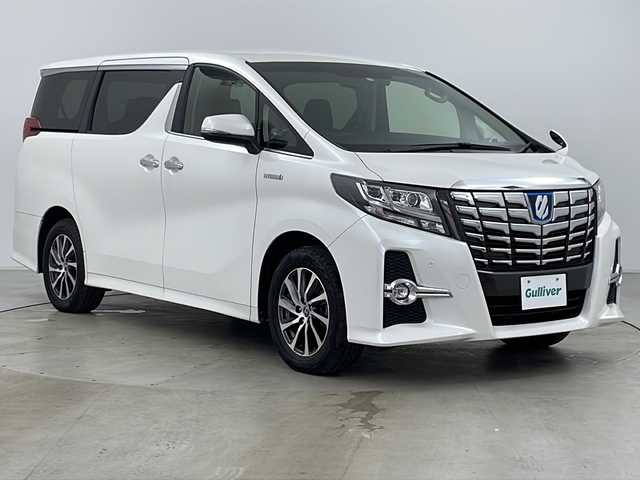 トヨタ アルファードハイブリット SR 道央・札幌 2017(平29)年 4.8万km ホワイトパールクリスタルシャイン ・両側パワースライド/・パワーバックドア/・クルーズコントロール/・横滑り防止装置/・オートホールドブレーキ/・前席パワーシート/・D席メモリシート/・オットマン/・ハーフレザーシート/・前方ドライブレコーダー/・ETC2.0/・nanoe/・ステアリングスイッチ/・プッシュスタート/・電動格納ミラー/・純正フロアマット/・LEDヘッドライト/・オートライト/・スマートキー