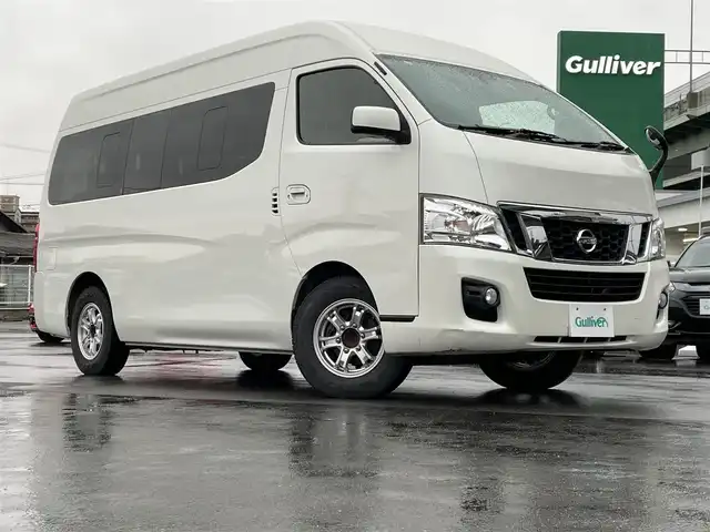 日産 ＮＶ３５０キャラバン GX 愛知県 2015(平27)年 4万km ブリリアントホワイトパール ディーラーナビ（AM/FM/ワンセグ/BT/CD/DVD）/バックカメラ/片側パワースライドドア/ビルトインETC/スマートキー/プッシュスタート/SNOWモード走行/リアサーキュレーター/１０人乗り/オートライト/フォグランプ/純正ホイールキャップ付きサマータイヤ積載/電格ミラー/保証書/取扱説明書/スペアキー１本