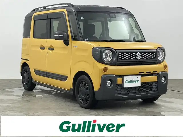 スズキ スペーシア ギア HYBRID XZターボ 大分県 2019(平31)年 7.6万km アクティブイエロー/ガンメタリック2トーン ルーフレール/衝突軽減ブレーキ/車線逸脱警報/クリアランスソナー/ストラーダナビ/・CN-RX05WD/・フルセグ/・DVD再生/・CD再生/・Blu-ray/・Bluetooth接続/・HDMI/バックカメラ/KENWOODドライブレコーダー/・DRV-320/クルーズコントロール/ETC/両側パワースライドドア/前席シートヒーター/本革巻きステアリング/パドルシフト/アイドリングストップ/リアロールサンシェード/サーキュレーター/パーソナルテーブル/オートライト/フォグライト/ウインカーミラー/純正フロアマット/ドアバイザー/プッシュスタート/スマートキー×2/取扱説明書/新車保証書