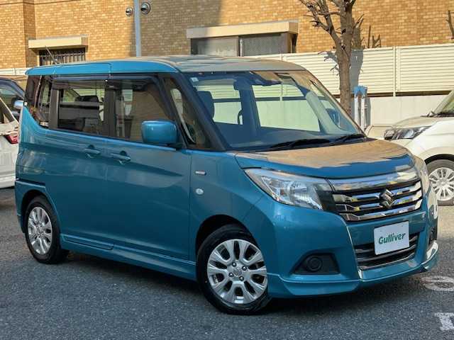 スズキ ソリオ HV MX 東京都 2019(平31)年 1.5万km ネオンブルーM ワンオーナー/純正ナビ/(Bluetooth・フルセグ・DVD・CD・SD・USB・AM・FM)/レーダークルーズコントロール/片側パワースライドドア/衝突軽減ブレーキ/車線逸脱抑制機能/シートヒーター/ETC/ドアバイザー/純正フロアマット/アイドリングストップ/取扱説明書/保証書/記録簿