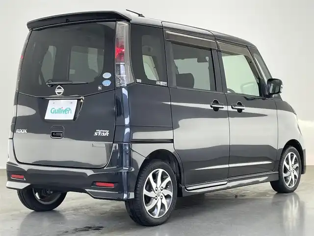 日産 ルークス ハイウェイスター ターボ 愛知県 2012(平24)年 4.1万km ブルーイッシュブラック 純正ナビ　フルセグＴＶ　Ｂｌｕｅｔｏｏｔｈ　両側パワースライドドア　ＨＩＤヘッドライト　オートライト　フォグランプ　ＥＴＣ　プッシュスタート　スマートキー　純正フロアマット　ドアバイザー　ＣＤ　ＤＶＤ