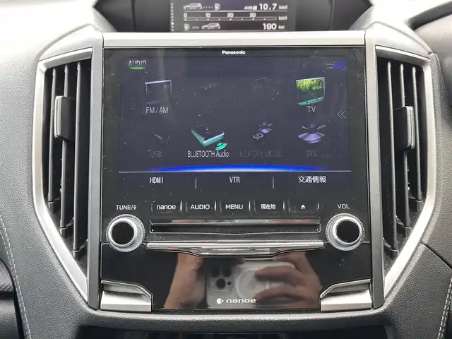 スバル フォレスター ハイブリッド アドバンス 宮城県 2019(平31)年 8.4万km ダークブルーパール ルーフレール/アイサイトセイフティプラス（視界拡張）/・フロントビューモニター/・スマートリヤビューカメラ/＝＝＝/アイサイトセイフティプラス（運転支援）/・スバルリヤビークルディテクション/【後側方警戒支援システム】/・アダプティブドライビングビーム/アイサイトコアテクノロジー/・プリクラッシュブレーキ/・後退時ブレーキアシスト/・AT誤発進抑制制御/・AT誤後進抑制制御/・ツーリングアシスト/・全車速追従機能付/・定速クルーズコントロール/・ECOクルーズコントロール/・車線逸脱抑制/車線逸脱警報/・ふらつき警報/・先行車発進お知らせ機能/純正8インチナビ【Panasonic】/・フルセグ/・Bluetooth/・AM/FM/・CD/DVD/・キャンセラー/バックカメラ/ETC/純正ドライブレコーダー/純正フロアマット/純正アルミホイール/フェンダーポール/トノカバー/シートヒーター/ハーフレザー/パワーシート/LEDヘッドライト＆フォグランプ/スマートキー×2本/保証書/取説