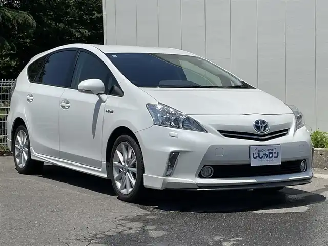 トヨタ プリウス α S ツーリングセレクション 福島県 2014(平26)年 10.3万km ホワイトパールクリスタルシャイン (株)IDOMが運営する【じしゃロン福島店】の自社ローン専用車両になりますこちらは現金またはオートローンご利用時の価格です。自社ローンご希望の方は別途その旨お申付け下さい/純正ＳＤナビ/フルセグテレビ/バックカメラ/クルーズコントロール/純正１７インチＡＷ/ステアリングリモコン/革巻ステアリング/モデリスタエアロ/ＡＣ１００/ワイパーデアイサー/ＥＴＣ