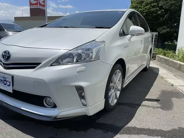 トヨタ プリウス α S ツーリングセレクション 福島県 2014(平26)年 10.3万km ホワイトパールクリスタルシャイン (株)IDOMが運営する【じしゃロン福島店】の自社ローン専用車両になりますこちらは現金またはオートローンご利用時の価格です。自社ローンご希望の方は別途その旨お申付け下さい/純正ＳＤナビ/フルセグテレビ/バックカメラ/クルーズコントロール/純正１７インチＡＷ/ステアリングリモコン/革巻ステアリング/モデリスタエアロ/ＡＣ１００/ワイパーデアイサー/ＥＴＣ