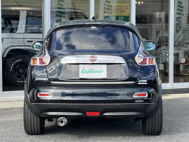日産 ジューク 15RX アーバンセレクション 山口県 2011(平23)年 6.7万km サファイアブラック 社外メモリーナビ＆/フルセグTV＆バックカメラ/社外18インチアルミ/社外フロアマット/社外フロントタワーバー/社外マフラー/純正ドアバイザー/純正フォグランプ/オートライト/インテリジェントキー/エンジンプッシュスタート/ETC