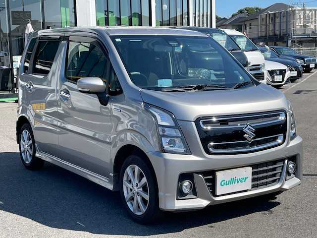 スズキ ワゴンＲ スティングレー HYBRID X 長崎県 2019(令1)年 3.9万km スチールシルバーM プッシュスタート/社外オーディオCD/BT/スズキセーフティサポート/レーンキープアシスト/D席シートヒーター/革巻きステアリング/ステアリングスイッチ/LEDヘッドライト/オートライト/純正14インチAW