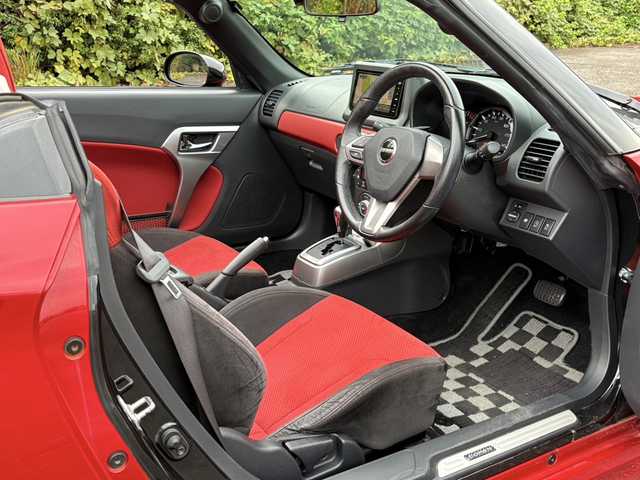 ダイハツ コペン セロS 大分県 2018(平30)年 1.7万km マタドールレッドP 電動オープン/純正レカロシート/シートヒーター/社外メモリーナビ/バックカメラ/フルセグ/DVD/Bluetooth/スマートキー/純正16インチアルミホイール/純正LEDヘッドライト/フォグランプ/ETC/アイドリングストップ