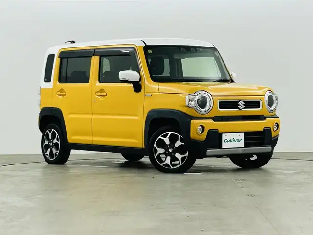 スズキ ハスラー HYBRID X 福島県 2020(令2)年 5.6万km アクティブイエロー/ホワイト2トーンルーフ 社外SDナビゲーション/型式：CN-RA04WD/【CD/DVD/Bluetooth/フルセグTV】/・バックカメラ/・ETC/衝突軽減ブレーキ/レーンキープアシスト/車線逸脱警報装置/後方コーナーセンサー/運転席＋助手席シートヒーター/LEDヘッドライト/・オートライト/・フロントフォグライト/純正15インチアルミホイール/ステアリングスイッチ/ABS/横滑り防止装置/アイドリングストップ/電動格納ミラー/純正フロアマット/ドアバイザー/プッシュスタート/・スマートキー/・スペアキー/保証書