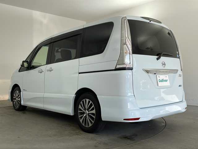 日産 セレナ ハイウェイスター Sハイブリッド 兵庫県 2014(平26)年 8.7万km ブルームーンホワイトP ・純正SDナビ（CD・DVD・BT・ワンセグ・USB・AUX・ipod）/・バックカメラ/・ビルトインETC/・片側パワースライドドア/・ドライブレコーダー/・クルーズコントロール/・衝突軽減ブレーキ/・横滑り防止装置/・車線逸脱警報装置/・オートライト/・アイドリングストップ/・純正フロアマット/・純正16インチアルミホイール/・保証書/・取扱説明書