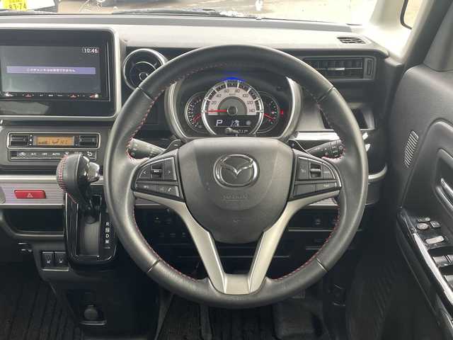 マツダ フレアワゴン カスタムスタイル ハイブリッド XT 青森県 2018(平30)年 6.5万km パールⅡ ・4WD/・ターボ/・純正ナビ/・フルセグ/・DVD/CD/SD/BT/・バックカメラ/・ドライブレコーダー/・純正エンジンスターター/・両側パワースライドドア/・衝突被害軽減ブレーキ/・レーンキープアシスト/・レーダークルーズコントロール/・パーキングセンサー/・アイドリングストップ/・ETC/・ハーフレザーシート/・前席シートヒーター/・LEDヘッドライト/・LEDフォグ/・プッシュスタート/・スマートキー/・ドアバイザー/・ミラーヒーター/カラーコードC2H(ZVRパール/ZJ3ブラック：2トーン)