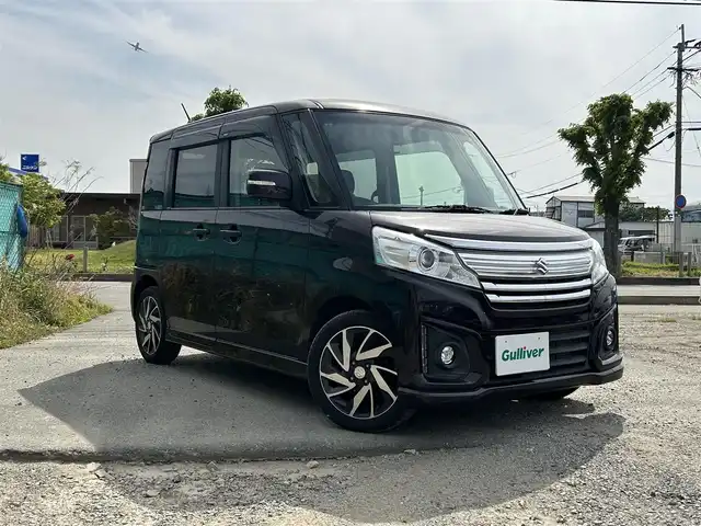 スズキ スペーシア カスタム XS ターボ 福岡県 2017(平29)年 11.9万km ムーンライトバイオレットPM 社外７型SDナビ(フルセグTV/CD/DVD/BT)/バックモニター/衝突軽減/両側パワスラ/クルコン/ETC/シートヒーター/純正フロアマット/純正LEDヘッドライト/プッシュスタート/スマートキー