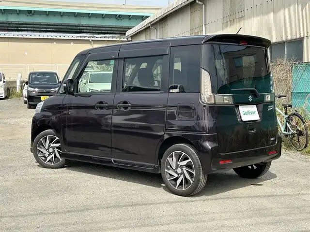 スズキ スペーシア カスタム XS ターボ 福岡県 2017(平29)年 11.9万km ムーンライトバイオレットPM 社外７型SDナビ(フルセグTV/CD/DVD/BT)/バックモニター/衝突軽減/両側パワスラ/クルコン/ETC/シートヒーター/純正フロアマット/純正LEDヘッドライト/プッシュスタート/スマートキー