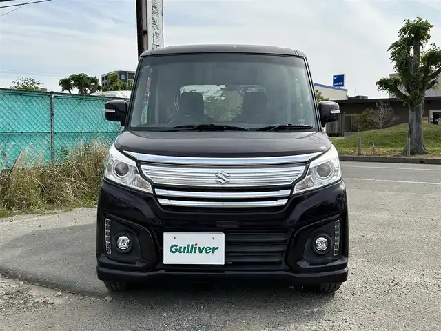スズキ スペーシア カスタム XS ターボ 福岡県 2017(平29)年 11.9万km ムーンライトバイオレットPM 社外７型SDナビ(フルセグTV/CD/DVD/BT)/バックモニター/衝突軽減/両側パワスラ/クルコン/ETC/シートヒーター/純正フロアマット/純正LEDヘッドライト/プッシュスタート/スマートキー