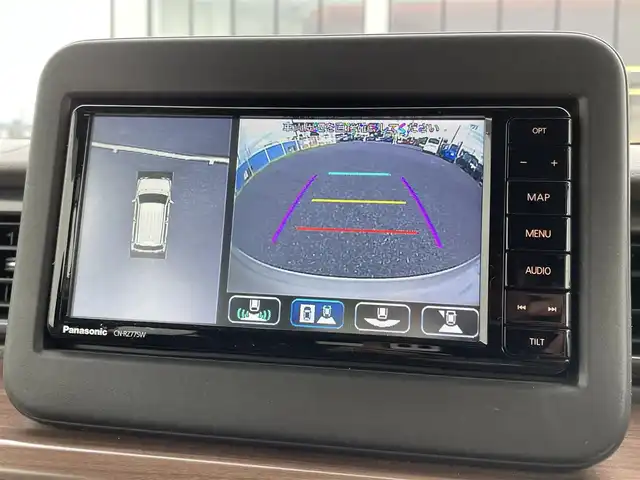 スズキ ラパン ＬＣ X 千葉県 2022(令4)年 2.5万km フォーンベージュメタリック/アーバンブラウン 2トーン 純正メモリナビ/(CD/DVD/BT/AM/FM)/フルセグTV/全周囲カメラ/ハーフレザーシート/シートヒーター/衝突被害軽減システム/車線逸脱警報/コーナーセンサー前後/ETC/LEDヘッドライト/オートライト/アイドリングストップ/ウィンカーミラー/電動格納ミラー/純正14インチAW/シートリフター/横滑り防止装置/プッシュスタート/スマートキー/フロアマット/ドアバイザー/取扱説明書/保証書
