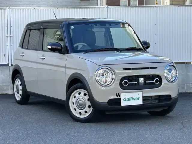 スズキ ラパン ＬＣ X 栃木県 2022(令4)年 2.5万km フォーンベージュメタリック/アーバンブラウン 2トーン 純正メモリナビ/(CD/DVD/BT/AM/FM)/フルセグTV/全周囲カメラ/ハーフレザーシート/シートヒーター/衝突被害軽減システム/車線逸脱警報/コーナーセンサー前後/ETC/LEDヘッドライト/オートライト/アイドリングストップ/ウィンカーミラー/電動格納ミラー/純正14インチAW/シートリフター/横滑り防止装置/プッシュスタート/スマートキー/フロアマット/ドアバイザー/取扱説明書/保証書