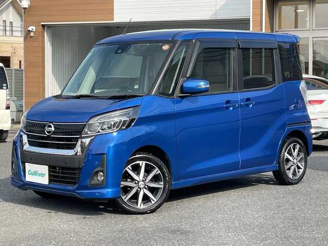 日産 デイズ ルークス HWS X Vセレクション 埼玉県 2018(平30)年 2.3万km オーシャンブルーP 純正ナビ/　DTV/CD/DVD/SD/SD REC/BT/AUX/アラウンドビューモニター　/両側電動スライドドア　　/コーナーセンサー　/エマージェンシーブレーキ　/レーンキープ/アイドリングストップ/ＥＴＣ　/前方ドライブレコーダー/スマートキー/スペアキー×1/ハーフレザーシート(合皮)/プッシュスタート　/純正１５インチＡＷ/フォグランプ/純正フロアマット